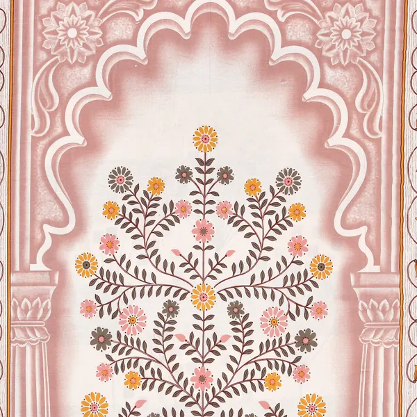 Orange_Cotton_Garden_Glory_Double_Bedsheet_With_Pillow_Cover_70X100_Cm